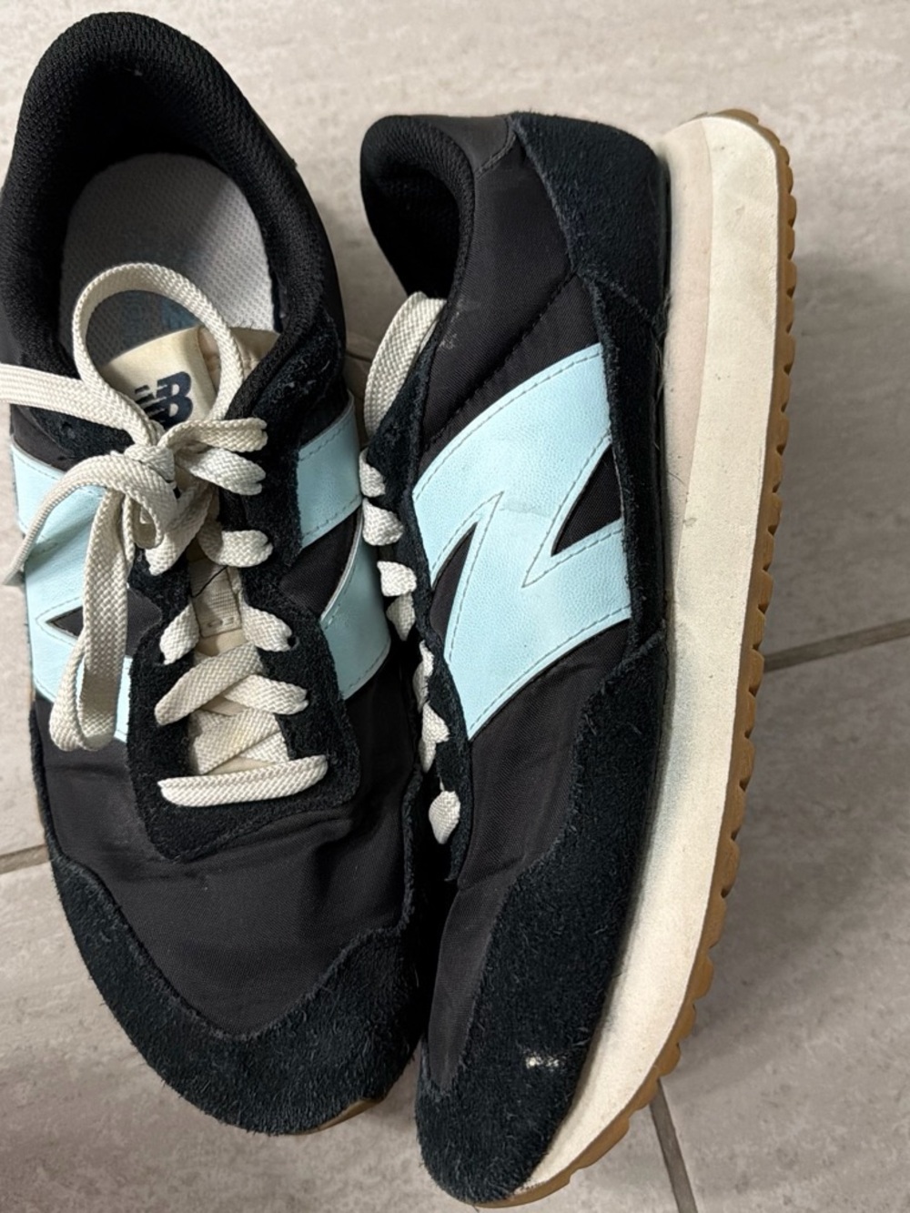 New Balance Women’s Black & Light Blue Retro Runner Sneakers with Gum Outsole